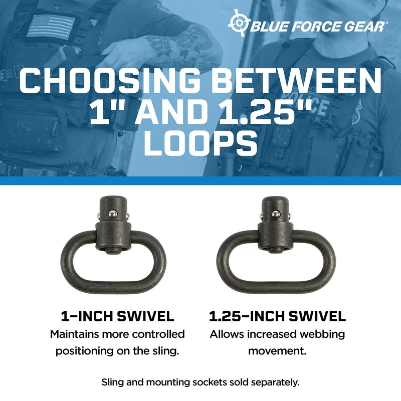 Blue Force Gear Push Button Sling Swivel - Machined Steel Sling Attachment Hardware - 1.25 Inch