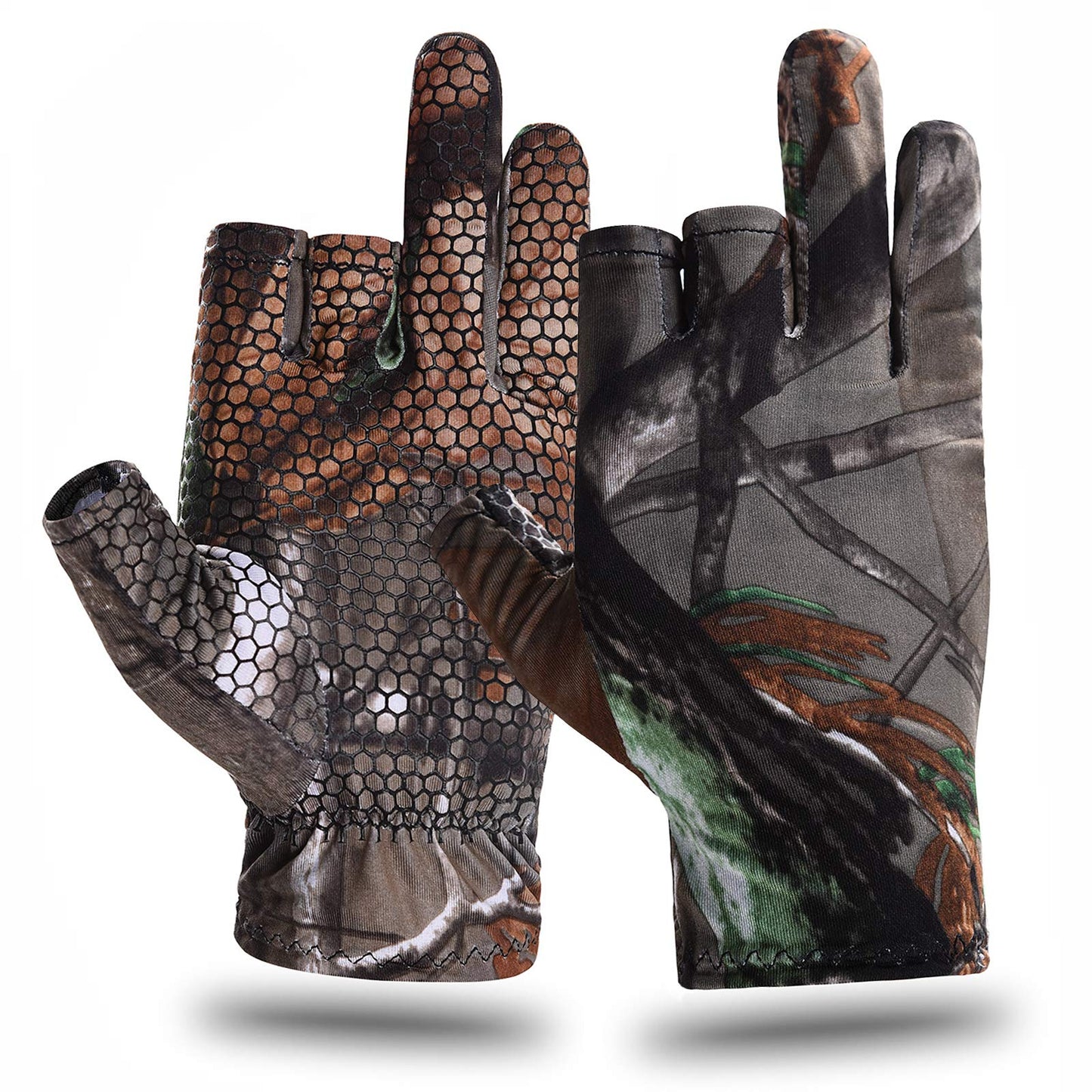 EAmber Camouflage Hunting Gloves Fingerless Gloves Pro Anti-Slip Sun Protection Lightweight Fishing Archery Accessories Hunting Outdoors (M)