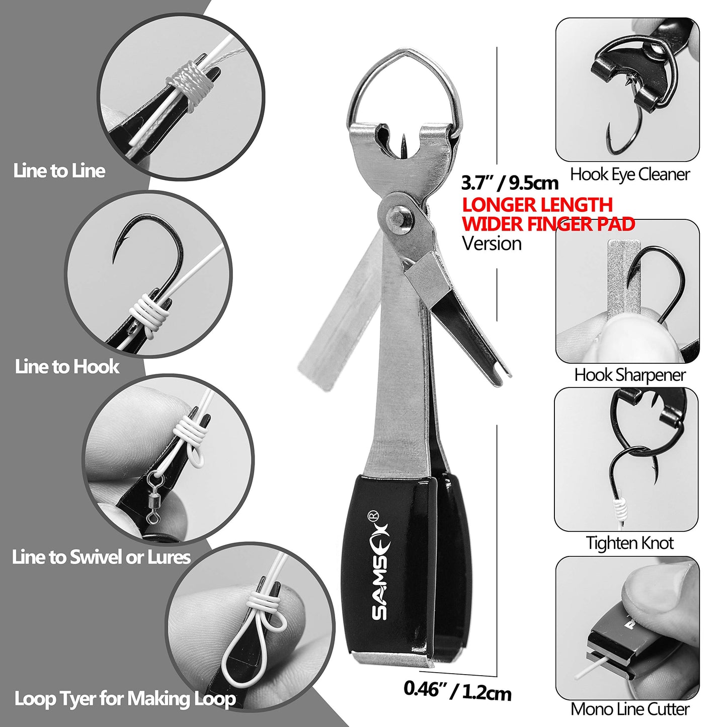 SAMSFX Fishing Quick Knot Tying Tool New 4 in 1 Fly Line Clippers with Zinger Retractor Combo (Silver)