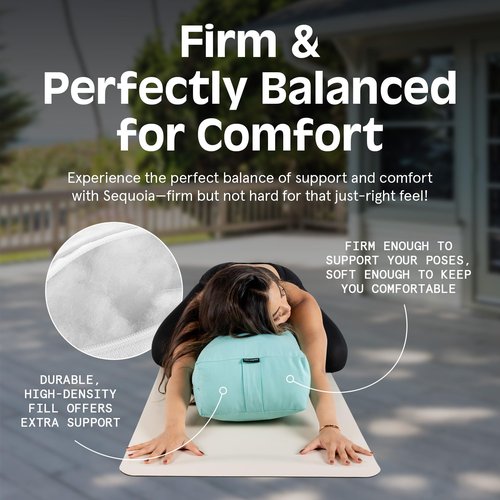 Retrospec Sequoia Meditation Cushion & Yoga Bolster Pillow With Cotton Cover - Supportive 24x12x6in Rectangle for Spine Relief, Joint Support & Posture - Machine Washable With Carry Handle