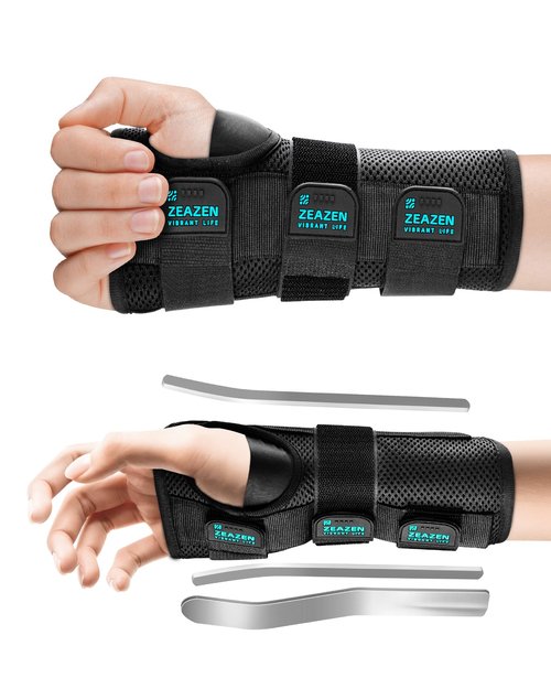 ZEAZEN Carpal Tunnel Wrist Brace - Adjustable Night Support with Splint for Tendonitis, Arthritis, Sprains & Wrist Pain Relief - One Size Fits All, Men & Women (Right Hand, One Size)