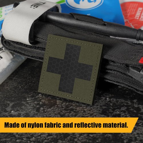 PETAC GEAR Medical Cross Patch 2" x 2", Medical Tactical Fastener Patch Hook-Fastener Backing (2 Pcs, RG)