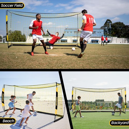 MangoStar Soccer Goal, 12X6 FT Soccer Goals for Backyard Portable Net Collapsible Metal Base, Quick Setup Soccer Net for Indoor Outdoor Practice Training with Carry Bag