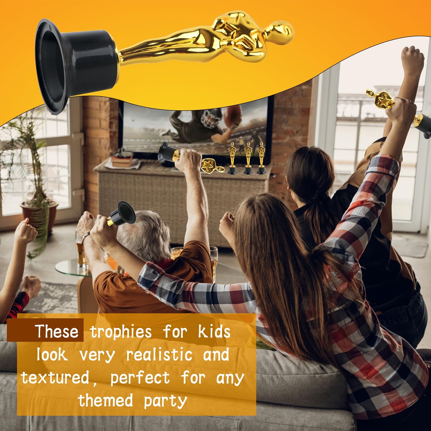 Cotiny 30 Pcs 6 Inch Gold Star Award Trophies Plastic Trophies Award Statues for Classroom Rewards Appreciation Gift Award Ceremony Supplies