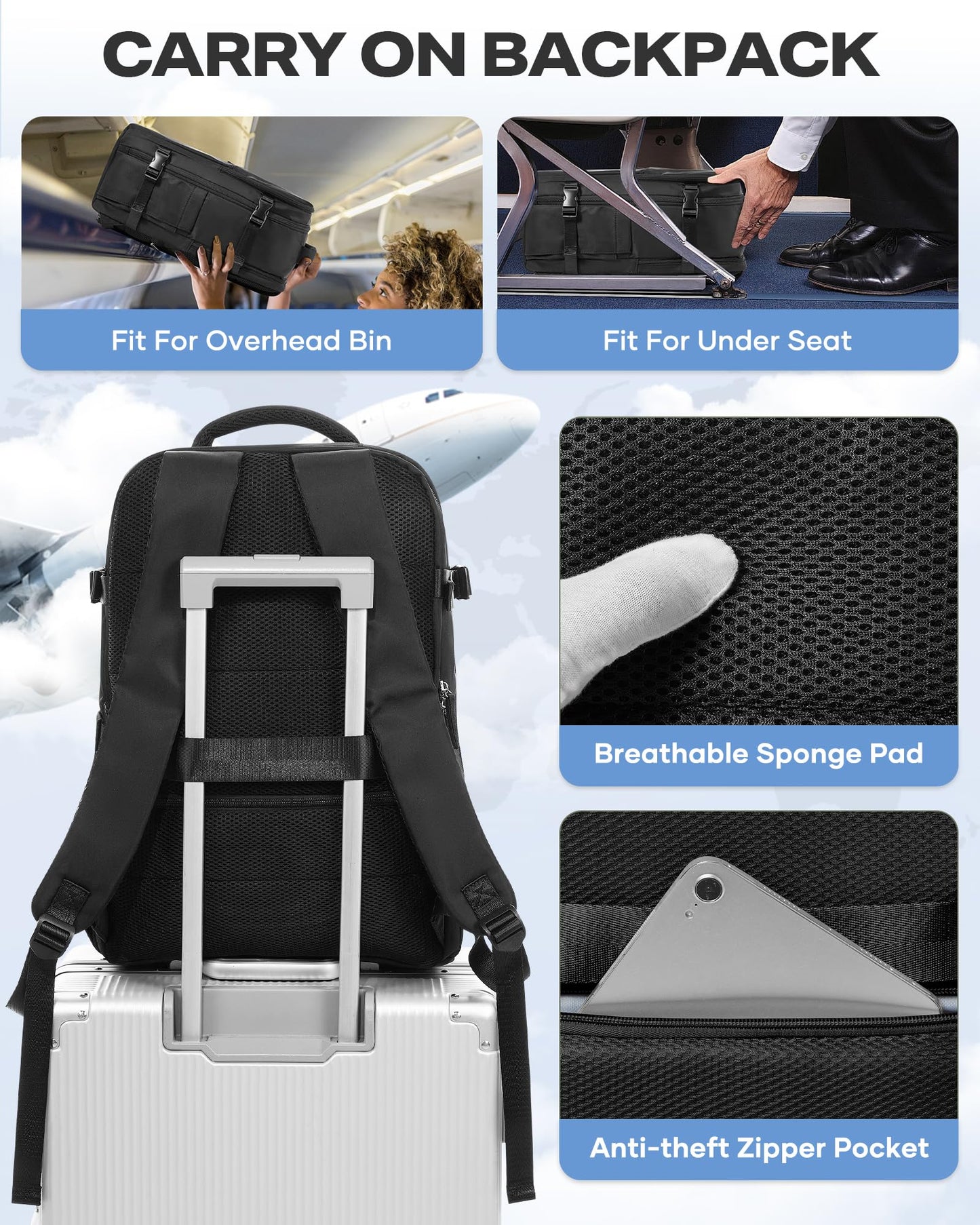 coofay Vacuum Backpack Travel with Pump Airbag Travel Backpack with Vacuum System Mochila de Viaje Compresion al Vacio Easyvacpack Vacpack Backpacks for Traveling Carry on Luggage