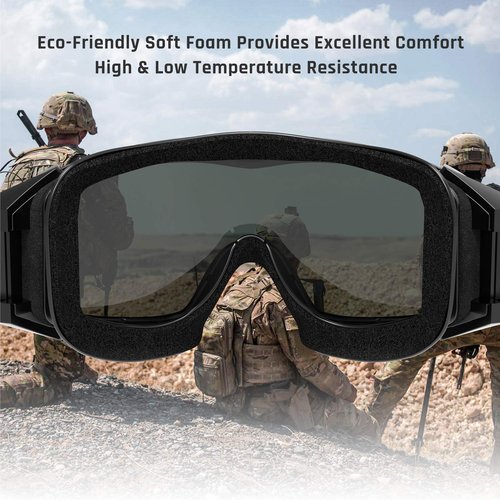 xaegistac Tactical Airsoft Goggles Anti Fog Military Glasses, Ballistic Safety Goggles for Shooting Hunting (Black)