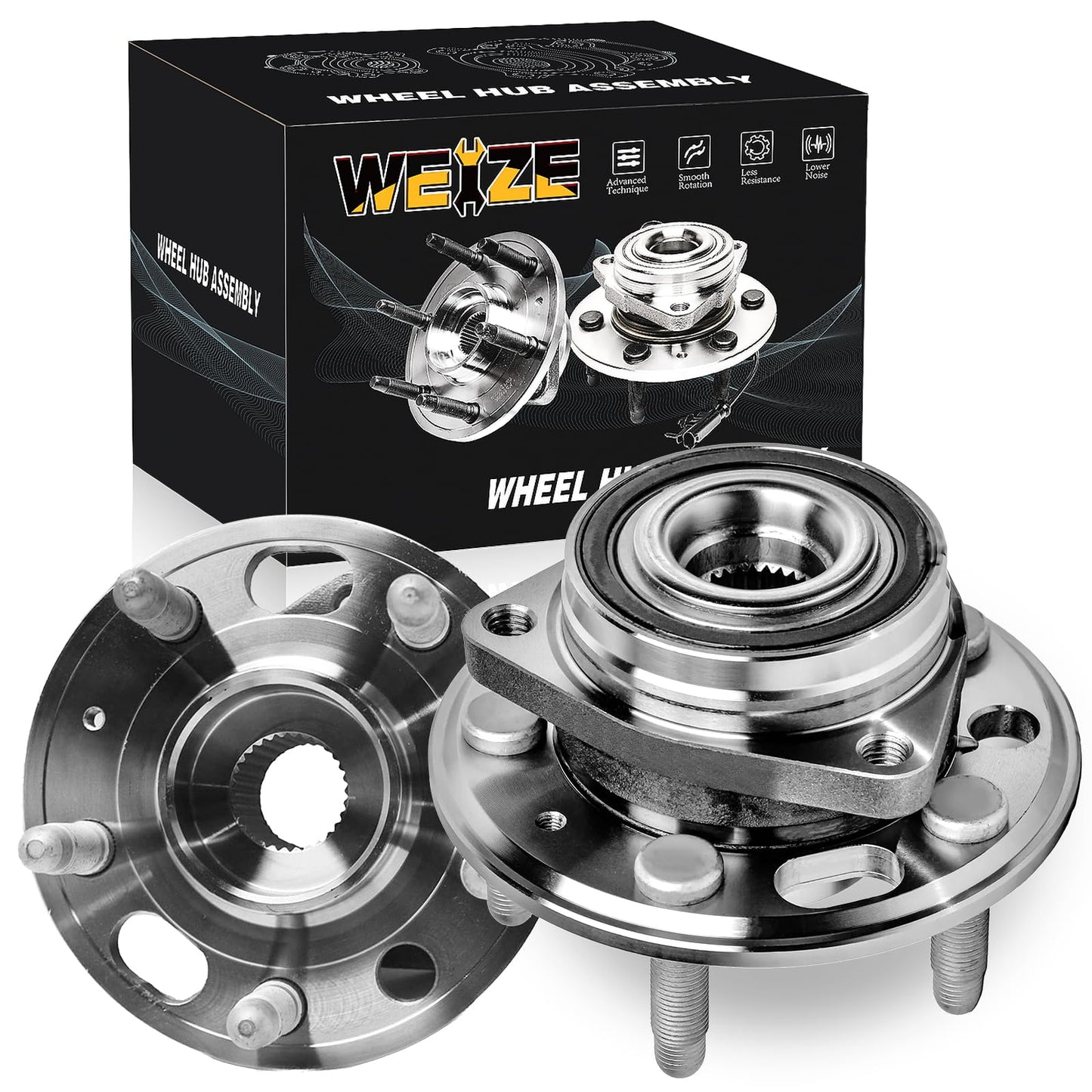 Front Wheel Bearing Hub Assembly 513288 for 2010 2011 2012 2013 2014 2015 2016 2017 Chevy Chevrolet Equinox 2014-2017 Chevy Impala 2013-2015 Chevy Malibu 2010-2017 GMC TERRAIN 5 Lugs w/ABS(2 PCS)