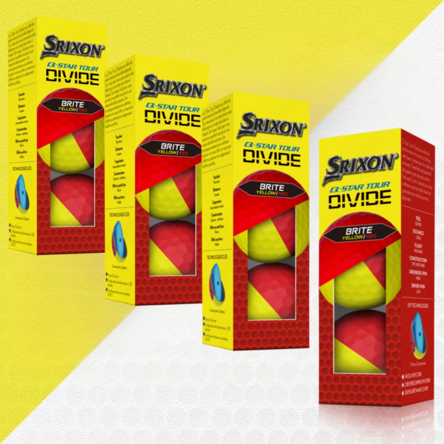 Srixon Q-Star Tour Divide Golf Balls, Red/Yellow