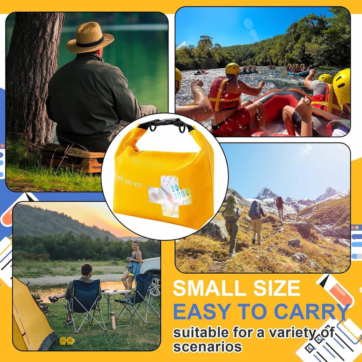 2 Pack of Waterproof First Aid Kit, Empty Lightweight Boat Dry Bag, Portable Emergency Survival Medical Supplies for Swimming Traveling Hiking Camping Backpacking Cycling