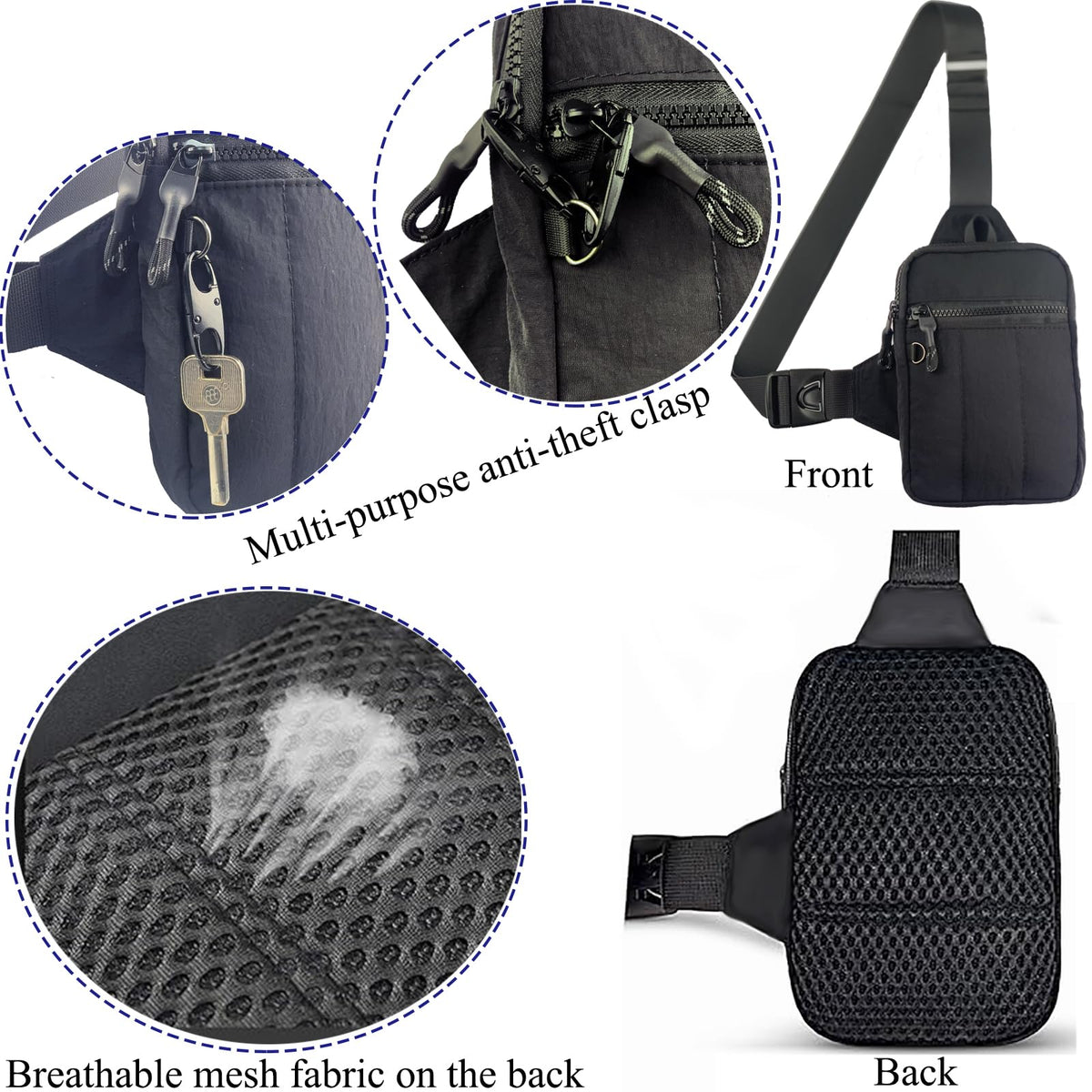Vpoofree Mini Sling Bag for Men Crossbody,Small Chest Bag Casual Trendy Waterproof Lightweight Phone Crossover Daypack (Small sling bag-J)