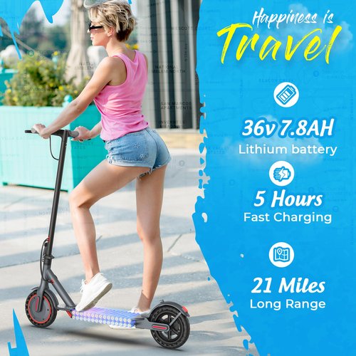 Alloweek Electric Scooter, 10"/8.5" Solid Tires, 500W Motor, 22Mph, 22/28/52 Miles Long Range, Folding E-Scooter with Dual Suspension and Braking System (R1)