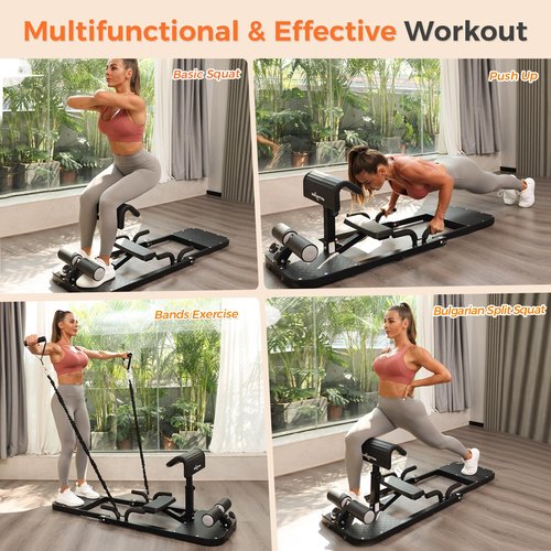 BODY RHYTHM Hip Thrust Machine with 2 Sets of Resistance Bands, Sissy Squat Machine, Glute Machine, Squat Workout Machine & Glutes Workout Equipment, Bulgarian Split Squat Stand for Legged Lunges.