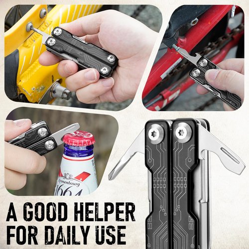 BIBURY Mini Keychain Multitool Scissors B12062B, 9 in 1 Multitool EDC Scissors with Screwdriver, Bottle Opener, Pocket Knife, Spring -Mini Multi Tool for Outdoor, Daily Use, Gifts for Men and Women