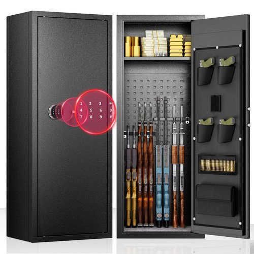 INTERGREAT 10-15 Rifle Gun Safe, Home Safes for Rifles and Pistols, Large Unassembled Rifle Safe with 3 Removable Gun Racks, Quick Access Gun Safe with Gun Racks