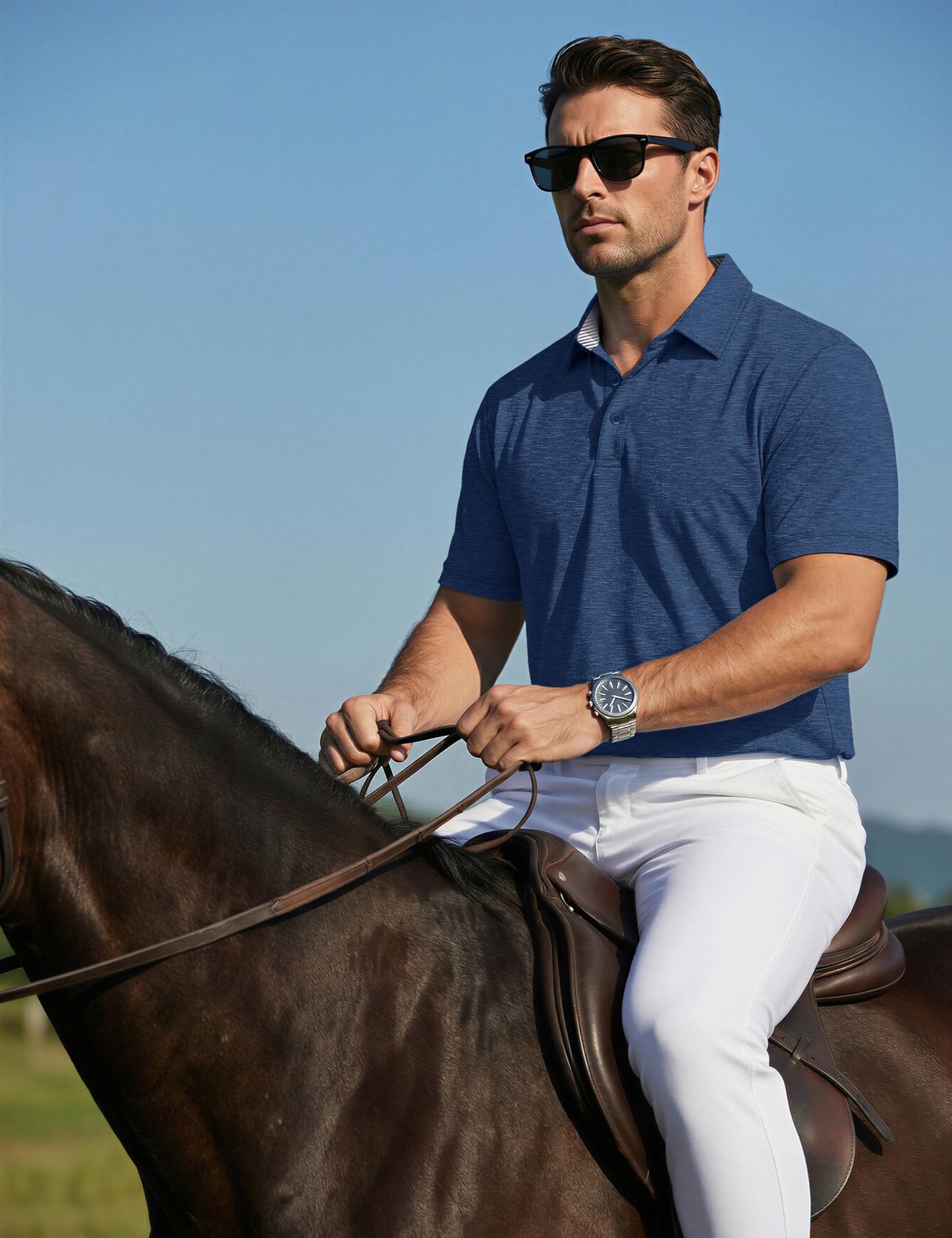 MAGCOMSEN Men's Polo Shirts Short Sleeve Athletic Performance Moisture Wicking Golf Fitted Business Casual Collared Shirts