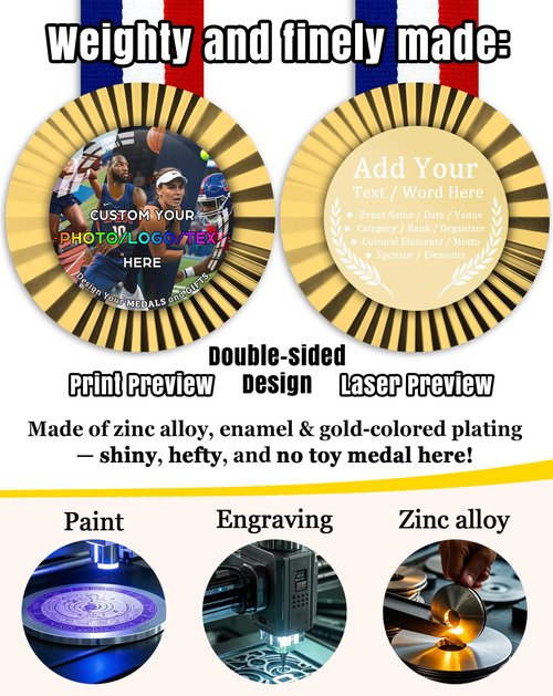 BSTWARM Custom Medals ??Design Your Own Personalized Award with Your Text, Logo, or Image (Gold)
