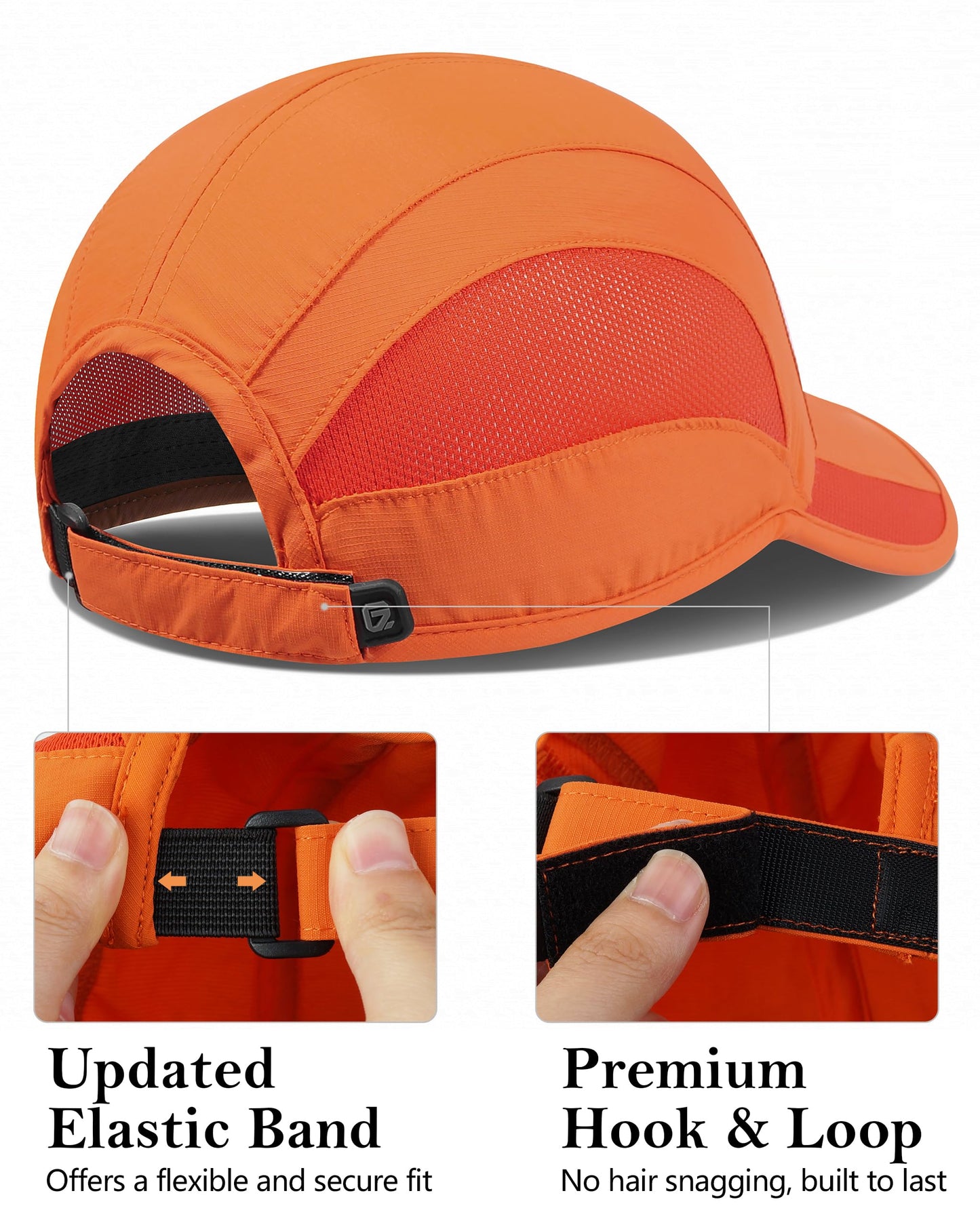 GADIEMKENSD Outdoor Running Hat Men's Dri Fit Cooling Baseball Cap UPF50 Quick Dry Golf Hats Breathable Mesh Sports Ball Caps for Workout Tennis Hiking 2Pack L Orange