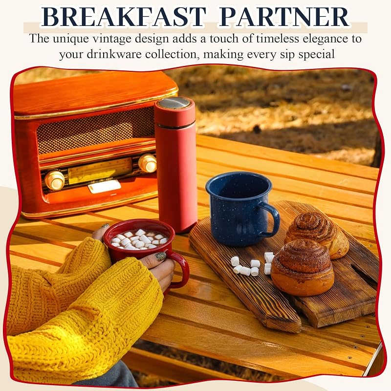 Mimorou 2 Pcs Enamel Camping Mugs 16 oz Red & Blue - Variation Pack