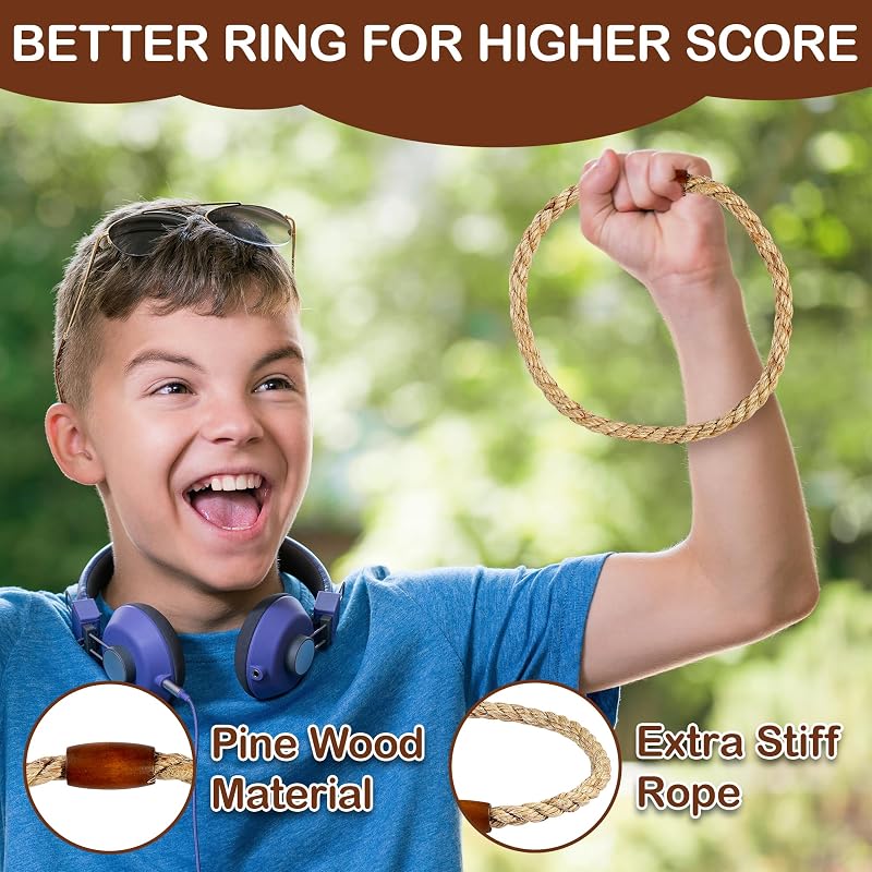 Large Ring Toss Game Set - Premium Outdoor Lawn & Beach Toss with 10 Rings, 9 Stands & Carrying Bag