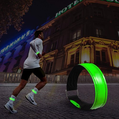 OMKHE Rechargeable LED Armband for Running(2 Pack), Light Up LED Armband, High Visibility Reflective Running Gear for Night Safety, Running Lights for Running Walking Cycling