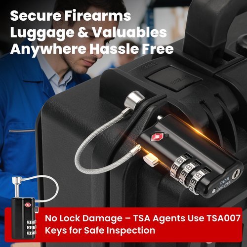 TOKCKYBL 2 Pack TSA Approved Gun Case Lock – Heavy-Duty, Cut-Resistant & Child-Safe Security Padlock for Firearms, Pistols, Rifle Cases, and Travel Luggage, Black