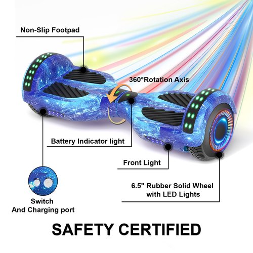 6.5" Adult Scooter, LED Lights & APP & Music Speaker, Long Battery Life, Gifts for Kids & Adults & Girls & Boys, for All Ages