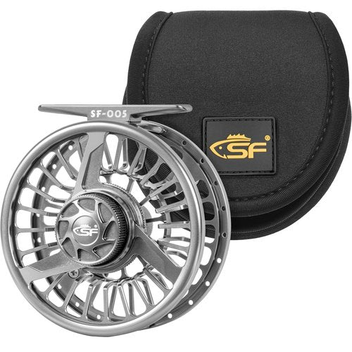 SF Premium SF005 Fly Fishing Reel Aircraft-Grade Aluminum 7/8/9 WT Dust-Proof Sealed Drag Free Reel Case Perfect for Trout & Bass with Protective Reel Bag