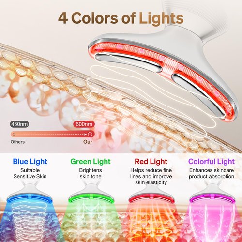 YUMAID Face and Neck Massager, 7-in-1 Multifunctional Facial Massager Tool with 4 Modes, Portable Facial Skin Care Tools, Beauty Device for Home Travel