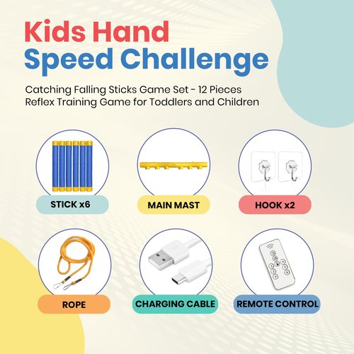 Happi Tini Reflex Drop Sticks Challenge Game, Hand Eye Coordination Training Toy, Upgrade Remote Control 3 Adjustable Speed