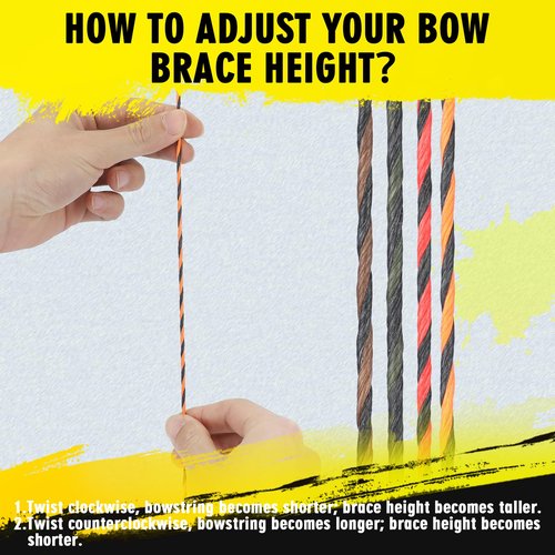 LWANO D97 Flemish Twist Bow String - Handmade Fast Flight Bow String Replacement Bowstring for Traditional Longbow Recurve Bow (Black+Brown, AMO 62"(Actual Length 59"))