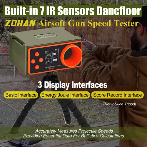 ZOHAN Upgrated Airsoft Chronograph, Airsoft Gun Speed Tester, BBS Paintball Chronograph Shooting, Precise Readings, Simple Set Up, 4 Adjustable Parameters