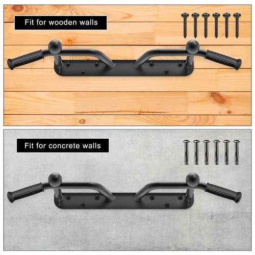 BeneLabel Wall Mounted Pull Up Bar 440 LBS Capacity Multifunctional Doorway Pullup Bar Beam or Joist Mount Chin Up Bar with Resistance Band Hooks and Ball Finger Training