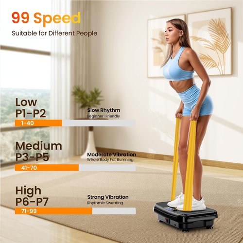 Vibration Plate Exercise Machine: TISSCARE Vibrating Plates for Lymphatic Drainage and Weight Loss, 300Lbs Capacity Full Body Power Shake Workout Platform for Home Cardio Fitness (Ink Black)
