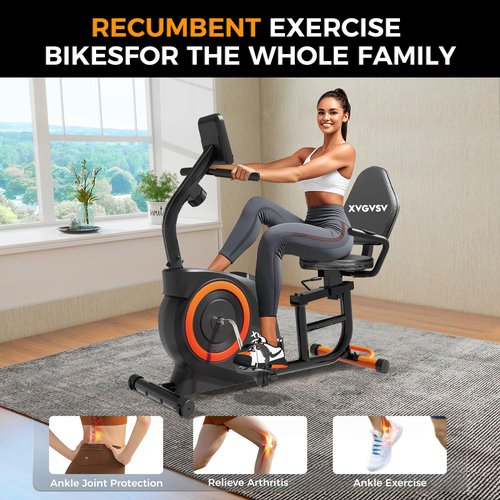 Recumbent Exercise Bike, Recumbent Stationary Bike for Home, Recumbent Bike with 400LB Weight Capacity Whisper-Quiet 16 Levels Magnetic Resistance Heart Rate Handle and Multi-Function LCD Comfortable Seat