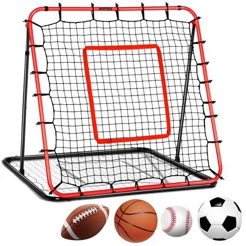 Soccer Rebounder Net & Soccer Training Equipment - 4x4 FT Adjustable Rebound Board for Precision Passing, Shooting, First Touch, and Ball Control Drills for Kids, Teens & Adults