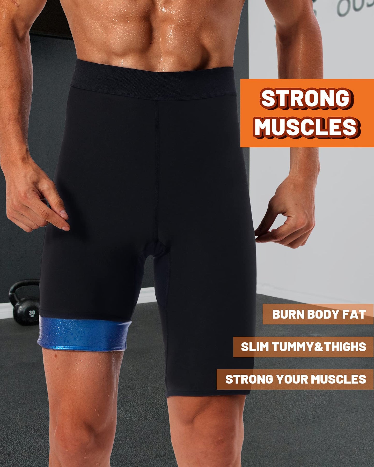 LMCOB Men's Thermo Leggings - Hot Sauna Shorts, Compression Hight Waist Pants, Workout Body Shaper, Sauna Suit (BH70011-01-XL)
