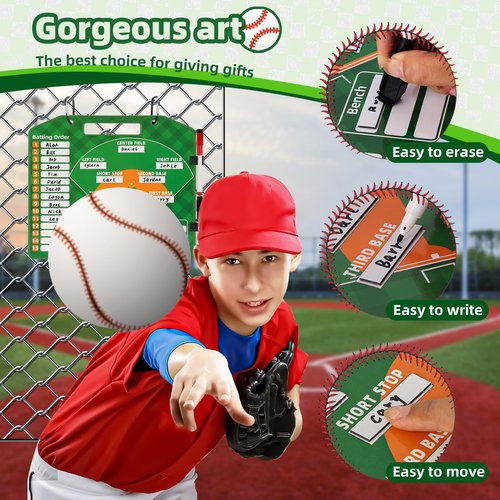 Magnetic Baseball Lineup Board，Baseball Lineup Cards Baseball Lineup Board For Dugout Baseball Accessories 40 Sheets Lineup Cards Baseball Clipboard for Coaches Baseball Coaching Accessories(Green)