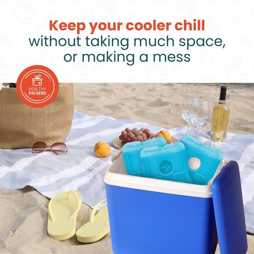 Healthy Packers Ice Packs for Lunch Boxes & Coolers - Freezer Packs - Original Cool Pack | Cooler Accessories for Beach, Camping & Fishing | Slim & Long-Lasting Reusable Ice Pack for Cooler (Set of 4)