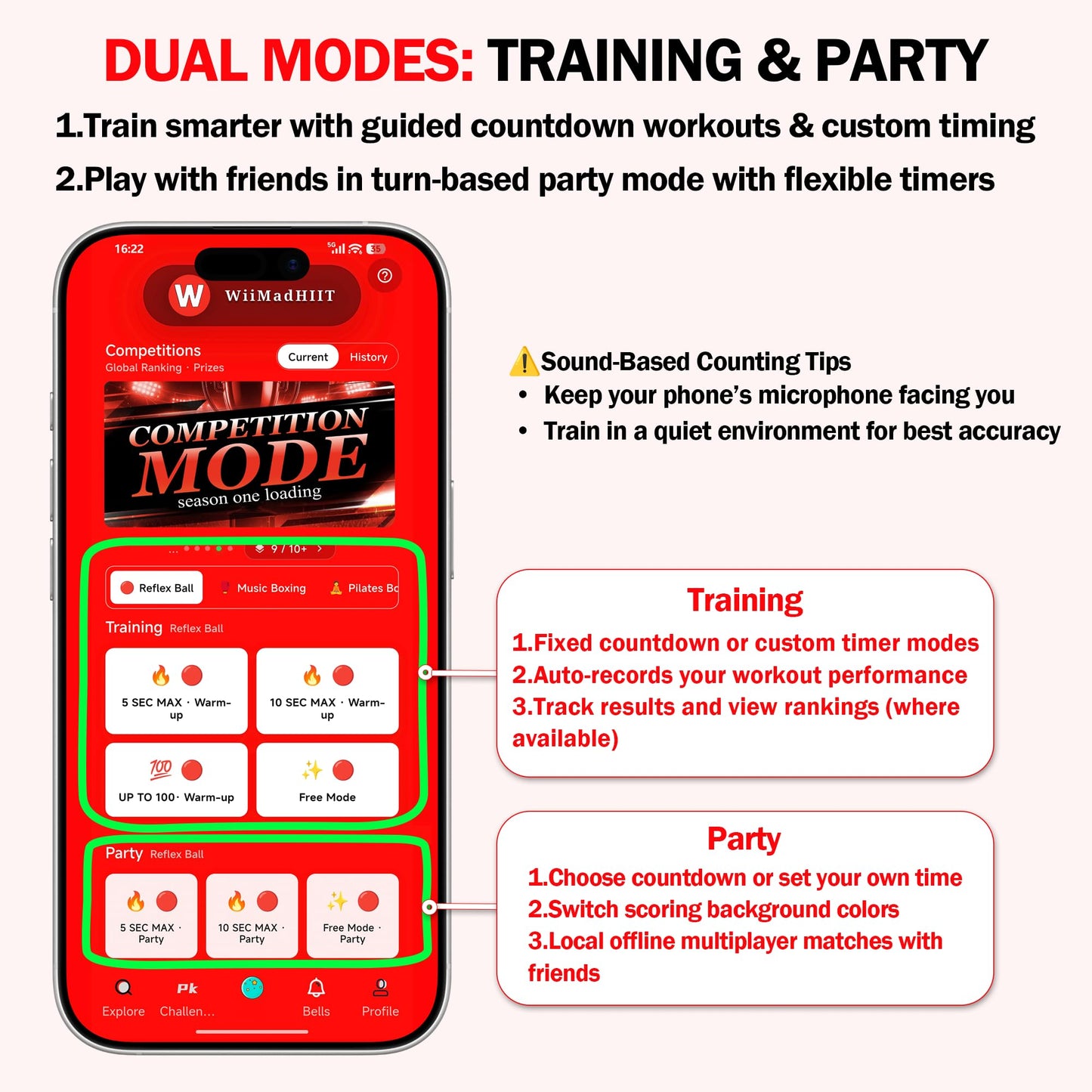 WiiMad Boxing Reflex Ball with Punch Counter App, Punching Ball with Headband, Workout Toy for Kids Teen Adults, Hand Eye Coordination Training | Boxing Equipment, Home Fun Punch Game