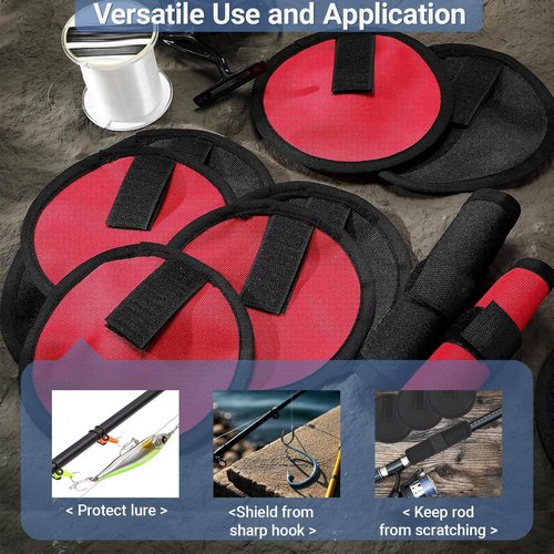 KPEPIX 10 Pcs Fishing Lure Wraps - Hook & Lure Protectors Covers for Safe Bait Storage - Rod Covers, Bait Shield with Hook and Loop Fastener - Fishing Accessories