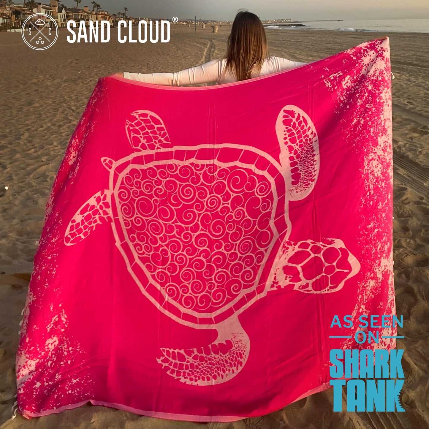 Sand Cloud Turkish Beach Towel - Sand Resistant - 100% Organic Turkish Cotton Yarn - Quick Dry Towel for Beach, Picnic, Blanket or Bath - As Seen on Shark Tank - Marine Life (Bohemianster)