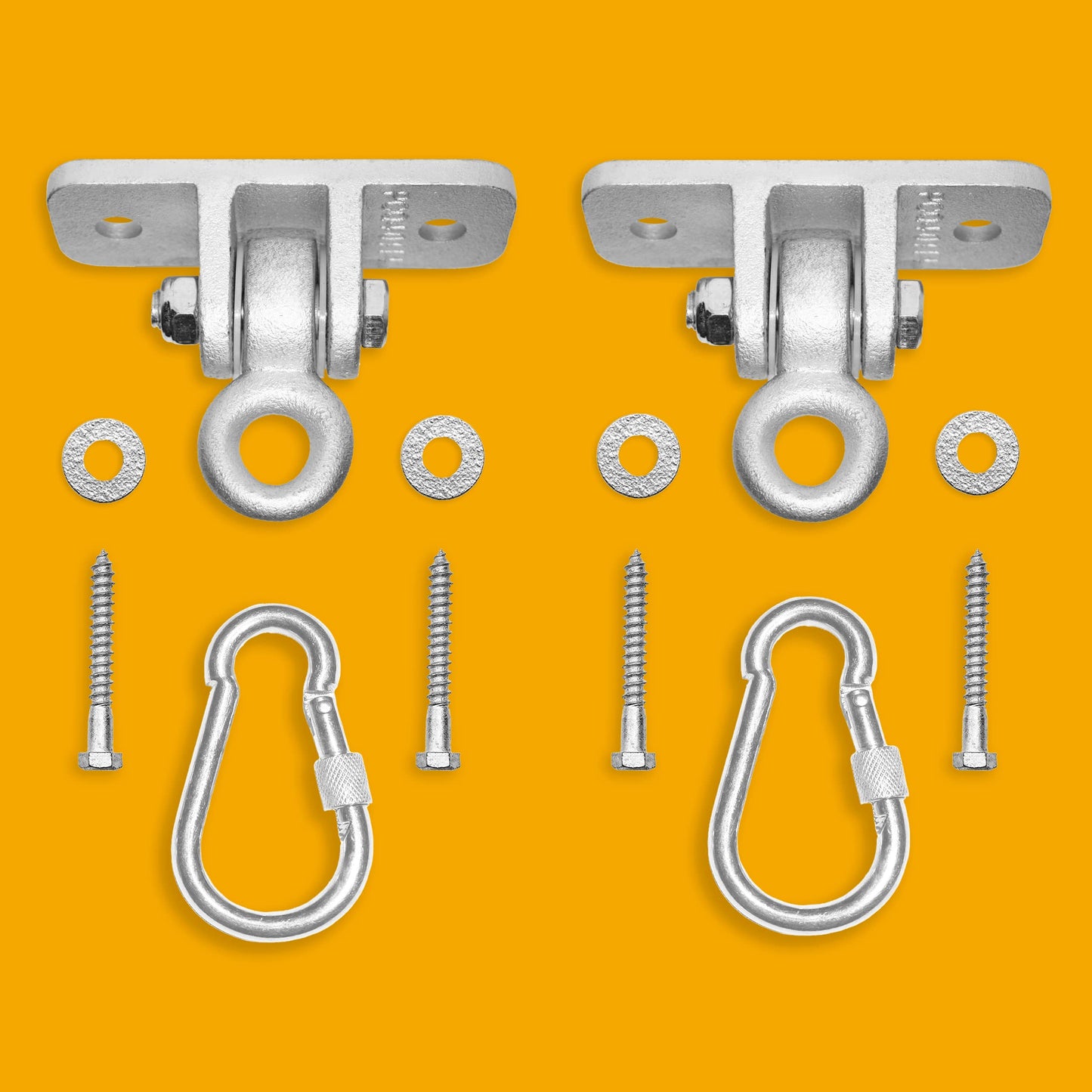 Jungle Gym Kingdom Swing Set Hangers - 2 Heavy Duty Brackets with Locking Snap Hooks for Porch, Patio, Playground - Indoor/Outdoor Hardware & Accessories