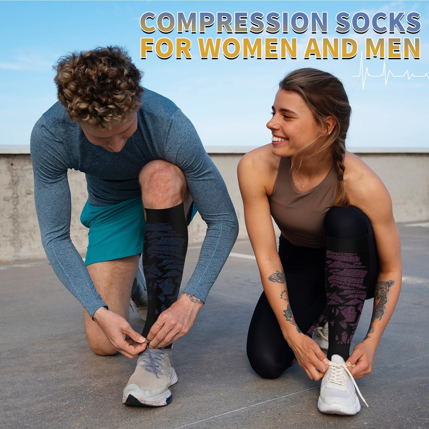 Sooverki Graduated Copper Compression Socks for Men & Women Circulation 8 Pairs 15-20mmHg - Best for Running Athletic Cycling