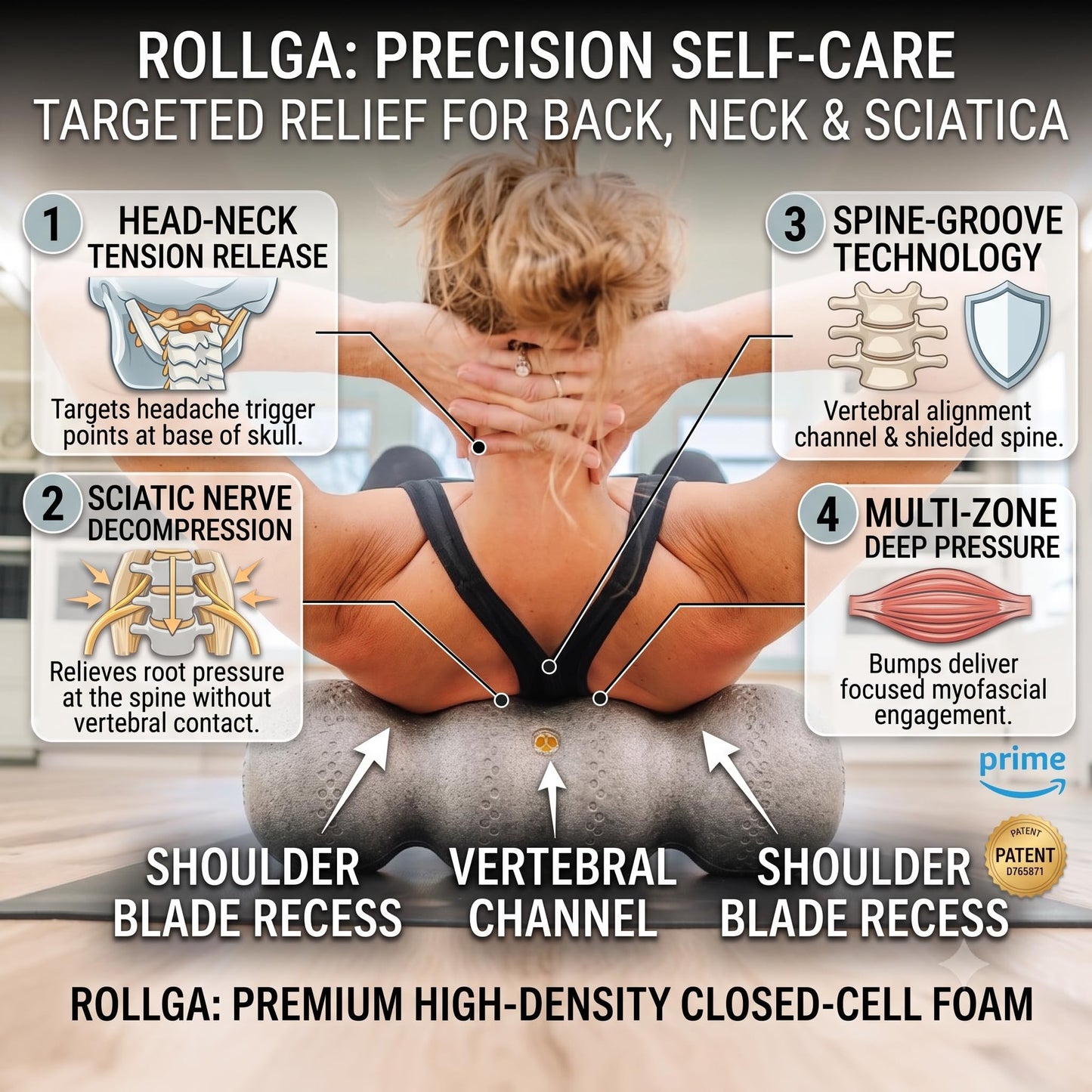Rollga - High Density Foam Roller for Exercise & Back Pain, 18 inches