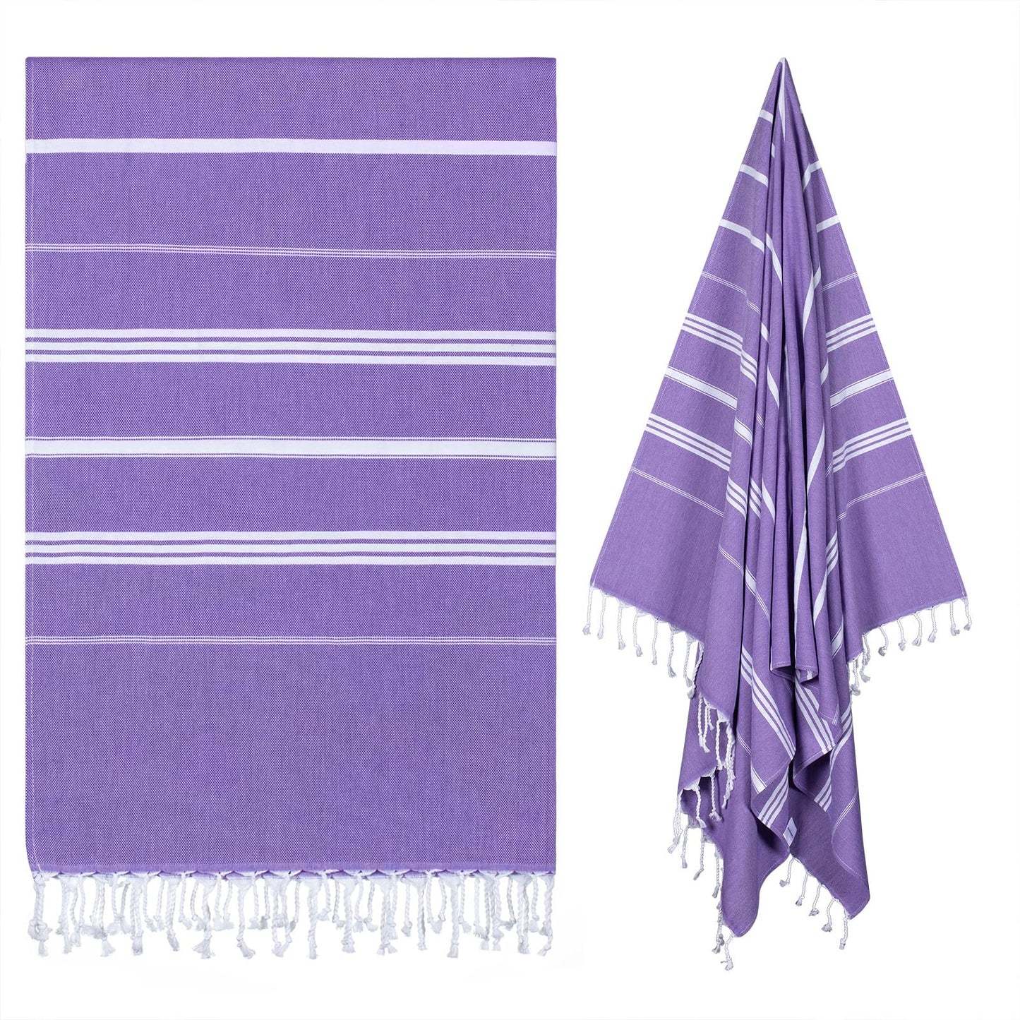 cabanana Turkish Beach Towel Oversized - 40"x70" Quick Dry Sand Free Thin Pool Towel for Adults, Extra Large Cotton Lightweight Travel Towel (Purple)