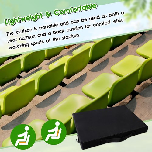 GQIRIL Portable Stadium Seat Cushion - Foldable Bleacher Seats Cushion with Shoulder Strap Pocket Cup Holder, Thick Padded Support Bleacher Chair Pad for Basketball Football Bench Sports Outdoor Event