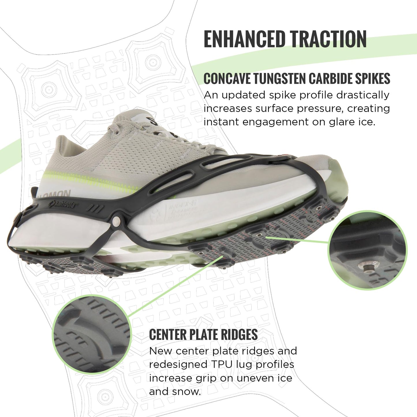 Kahtoola NANOspikes Footwear Traction for ICY Winter Road Running & Walking - Charcoal - Medium