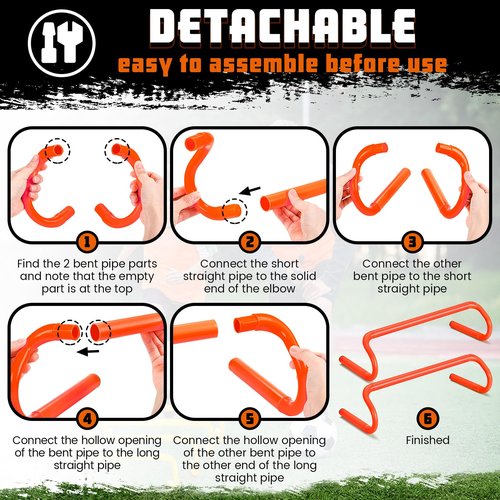 Wettarn 10 Pcs Speed Agility Training Hurdles Detachable Durable Hurdle Agility Plyometric and All Purpose Speed Training Equipment for Athletes Soccer Basketball(6 Inch,Orange)