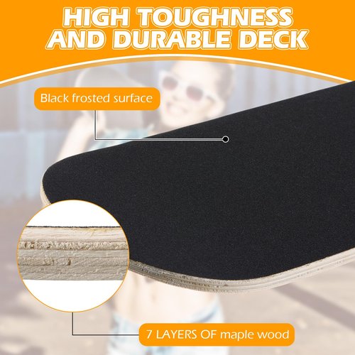 Meooeck 6 Pcs Blank Skateboard Decks for Art Painting 28 x 8 Inches, Wood Skateboard Replacement 7 Layer Maple Double Tail Plain Skate Board with Sandpaper for Home Decor