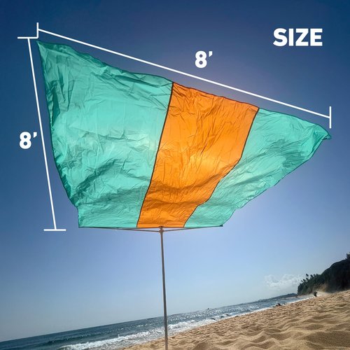 Flow Shade Beach Tent Wind Sun Canopy Portable Easy Set Up UPF 50+ No Assembly Requires 3-30 MPH - 1 to 4 People - 8 Foot X 8 Foot Fabric Top